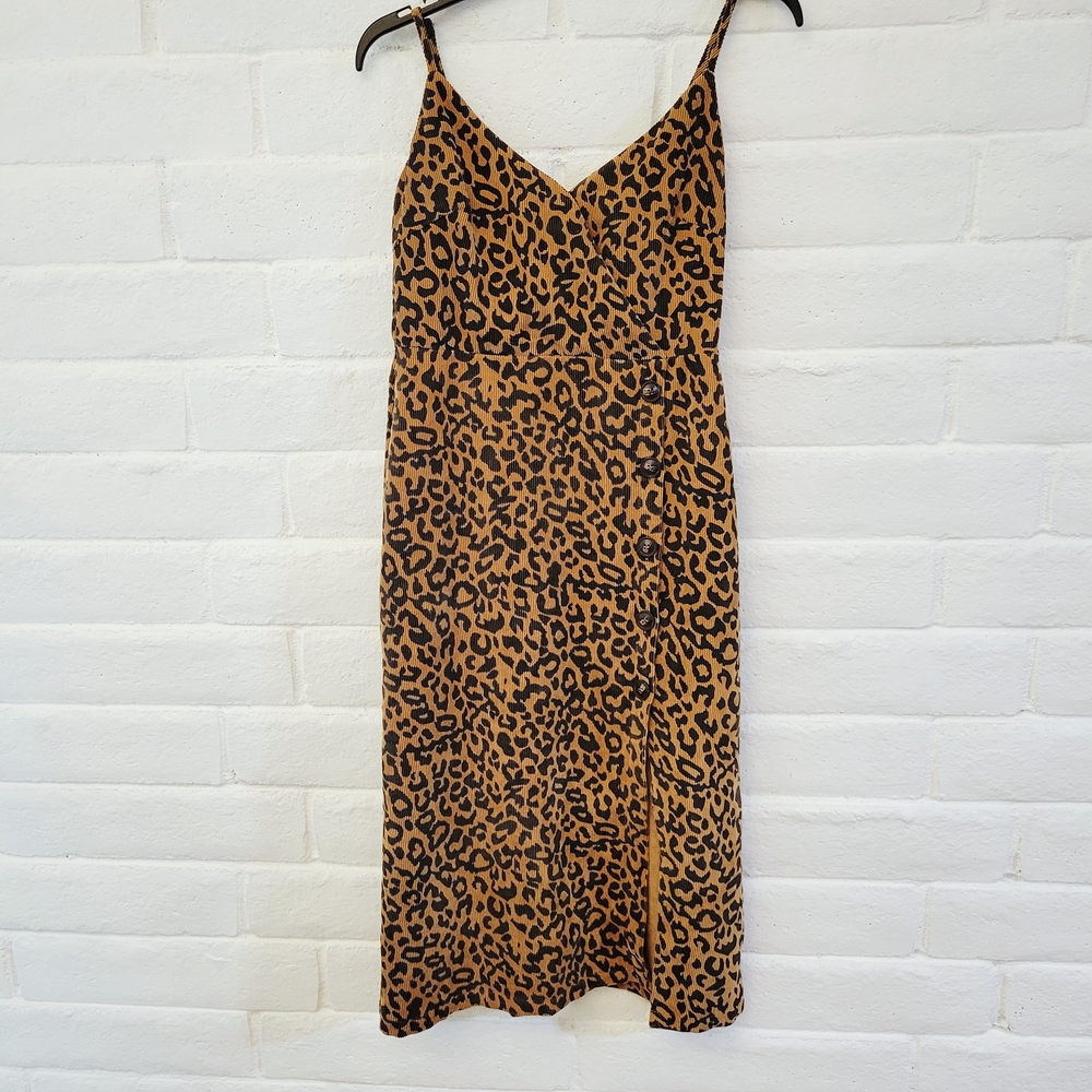 Lush Women’s Small Animal Print Corduroy Midi Dress